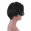 Women Synthetic Short Hair Wig Spiral Wavy Curly Style with Oblique Bangs Hairpieces, Cosplay Party Daily Costume Use - Heat Safe