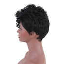 Women Synthetic Short Hair Wig Spiral Wavy Curly Style with Oblique Bangs Hairpieces, Cosplay Party Daily Costume Use - Heat Safe