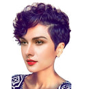Women Synthetic Short Hair Wig Spiral Wavy Curly Style with Oblique Bangs Hairpieces, Cosplay Party Daily Costume Use - Heat Safe
