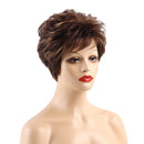 Women Synthetic Short Wavy Curly Hair Wig - Oblique Bangs Layered Hairpieces - Heat Safe - Cosplay, Party, Costume