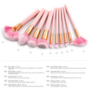 10 Pieces Pro Eyeshadow Blush Powder Foundation Makeup Cosmetic Brushes Set