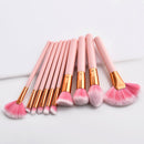 10 Pieces Pro Eyeshadow Blush Powder Foundation Makeup Cosmetic Brushes Set