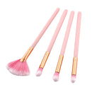 4x Makeup Beauty Brush Set Kit - Eye Contouring Eyeshadow, Cheek Powder Blusher Blending Fan Shape Brushes