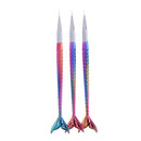3 Piece Mermaid Tail Handle Nail Art Brushes Nails Dotting Painting Drawing Tools Kit