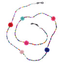 Anti Slip Colorful Beads Plush Ball Eyeglass Holder Chain Necklace Lady Girl