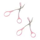 2pcs Pink Plastic Metal Women Makeup Eyelash Eyebrow Trimmer Scissors Hair Remover Cutter With Comb Thinning Shears