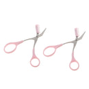 2pcs Pink Plastic Metal Women Makeup Eyelash Eyebrow Trimmer Scissors Hair Remover Cutter With Comb Thinning Shears