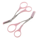 2pcs Pink Plastic Metal Women Makeup Eyelash Eyebrow Trimmer Scissors Hair Remover Cutter With Comb Thinning Shears