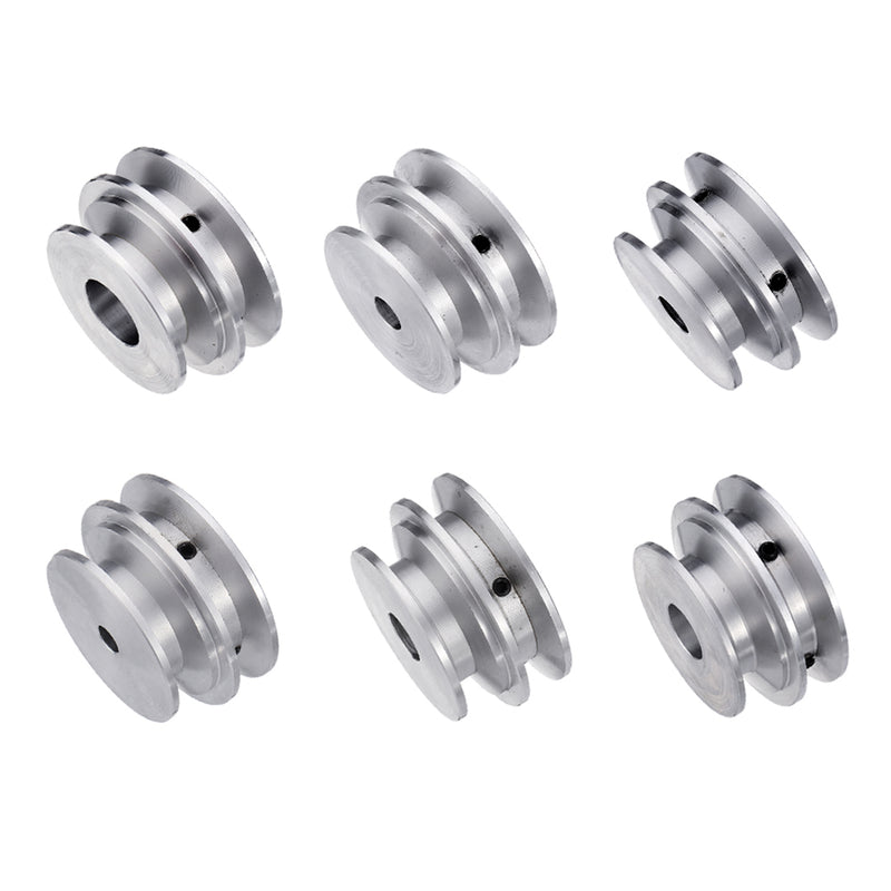 Aluminum Alloy Double Groove 60&50MM Pulley Wheel 8-20MM Fixed Bore Pulley for Motor Shaft 10MM Belt
