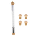 Nail Art Brush, Dual Tipped Ombre Nail Art Sponge Brush for DIY Gradient Blooming UV Gel Nails - White