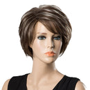Women Short 100% Real Human Hair Wigs With Cap Heat Resistant Dark Brown