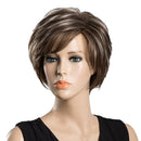 Women Short 100% Real Human Hair Wigs With Cap Heat Resistant Dark Brown