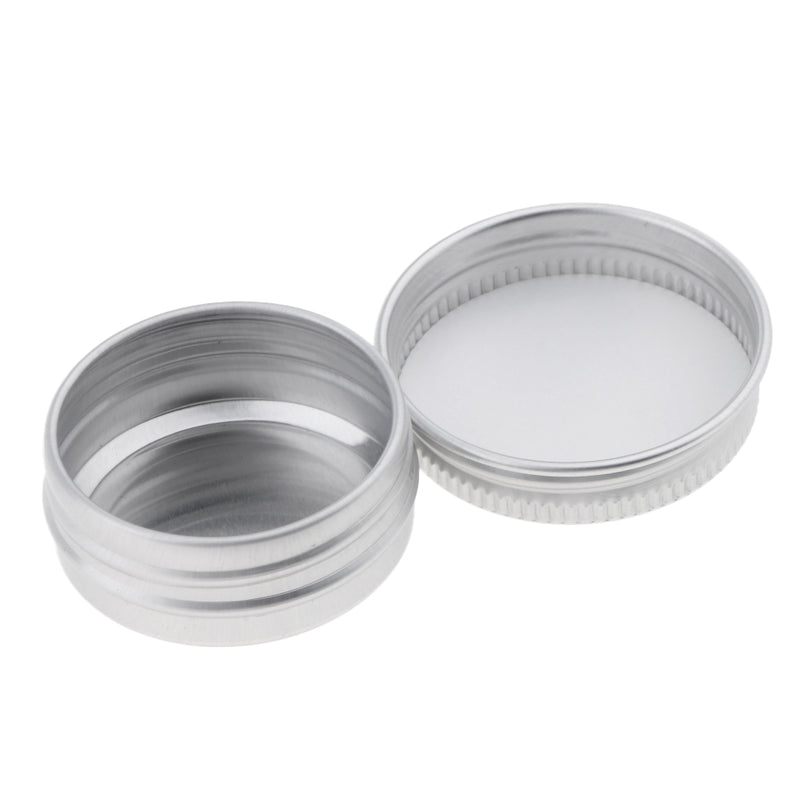 1/2-Ounce Screw Top Flat Aluminum Silver Slide Round Tin Containers For Lip Balm,Crafts,Cosmetic,Candles,Travel Storage Kit , Pack of 10