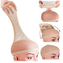 3 Pack Long Wig Caps Nylon Hair Mesh with Open End to Wrap Long and Short Hair Firmly, Elastic and Easy to Wear Beige