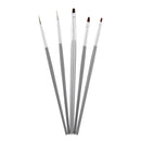 5pcs Silver Handle Nail Art Painting Detailing Liner Brushes & Dotting Pen Set Tools DIY Kit for Women Girls