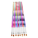 8 Piece Colorful Handle UV Gel Polish Nail Art Drawing Painting Pen Brushes Professional Set