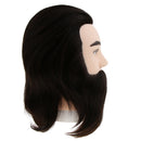 Male Mannequin Head 12'' Black Color 100% Human Hair with Beard Hairdresser Training Manikin Cosmetology Doll Head