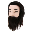 Male Mannequin Head 12'' Black Color 100% Human Hair with Beard Hairdresser Training Manikin Cosmetology Doll Head