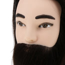 Male Mannequin Head 12'' Black Color 100% Human Hair with Beard Hairdresser Training Manikin Cosmetology Doll Head