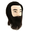 Male Mannequin Head 12'' Black Color 100% Human Hair with Beard Hairdresser Training Manikin Cosmetology Doll Head