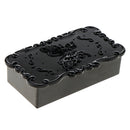 3Pcs Antique Rose Flower Pattern False Eyelash Storage Box with Mirror Lid, Lovely Makeup Cosmetic Jewelry Case Organizer Tool- Black