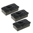 3Pcs Antique Rose Flower Pattern False Eyelash Storage Box with Mirror Lid, Lovely Makeup Cosmetic Jewelry Case Organizer Tool- Black
