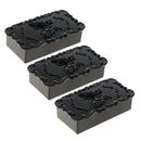 3Pcs Antique Rose Flower Pattern False Eyelash Storage Box with Mirror Lid, Lovely Makeup Cosmetic Jewelry Case Organizer Tool- Black