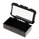 3Pcs Antique Rose Flower Pattern False Eyelash Storage Box with Mirror Lid, Lovely Makeup Cosmetic Jewelry Case Organizer Tool- Black