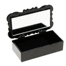 3Pcs Antique Rose Flower Pattern False Eyelash Storage Box with Mirror Lid, Lovely Makeup Cosmetic Jewelry Case Organizer Tool- Black