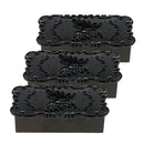 3Pcs Antique Rose Flower Pattern False Eyelash Storage Box with Mirror Lid, Lovely Makeup Cosmetic Jewelry Case Organizer Tool- Black