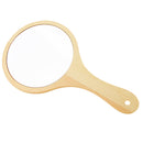 Portable Round Wooden Handheld Beauty Makeup Hand Mirror with Hanging Handle