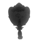 Antique Rose Flower Pattern Handheld Mirror with Folding Handle Countertop Stand 180 Degrees Full Folding Premium Black Plastic