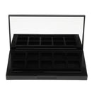 10 Grids Black Cosmetic Empty Palette Box Eyeshadow Powder Blusher Lipstick Makeup Case Highlighters Container Mirror Inside