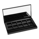 10 Grids Black Cosmetic Empty Palette Box Eyeshadow Powder Blusher Lipstick Makeup Case Highlighters Container Mirror Inside