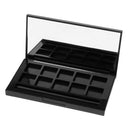 10 Grids Black Cosmetic Empty Palette Box Eyeshadow Powder Blusher Lipstick Makeup Case Highlighters Container Mirror Inside