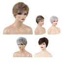 Short Layered Straight Shaggy Full Synthetic Fibre Women Wigs 8 Inch Brown Mixed Blonde