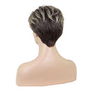 Short Layered Straight Shaggy Full Synthetic Fibre Women Wigs 8 Inch Brown Mixed Blonde