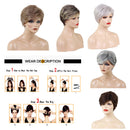 Short Layered Straight Shaggy Full Synthetic Fibre Women Wigs 8 Inch Brown Mixed Blonde