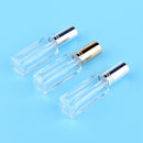 10ML Glass Refillable Perfume Bottle, Square Portable Empty Bottles with Metal Caps For Travel (Transparent 3Pcs)