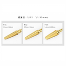 3pcs Gold Alloy Small Barrel Head Nail Drill Bit Set Nail Tips Grinding Head