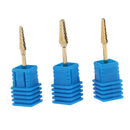 3pcs Gold Alloy Small Barrel Head Nail Drill Bit Set Nail Tips Grinding Head