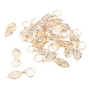 30pc Golden Leaves Pendant Metal Circlets For Dreadlock Braids DIY Hairstyle
