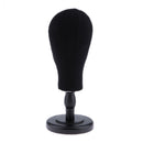 21 inch Black Canvas Block Mannequin Head Wig Hat Making Glasses Holder With Stand