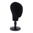 21 inch Black Canvas Block Mannequin Head Wig Hat Making Glasses Holder With Stand