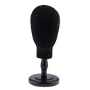 21 inch Black Canvas Block Mannequin Head Wig Hat Making Glasses Holder With Stand