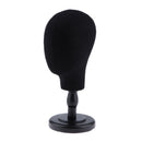 21 inch Black Canvas Block Mannequin Head Wig Hat Making Glasses Holder With Stand