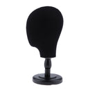 21 inch Black Canvas Block Mannequin Head Wig Hat Making Glasses Holder With Stand