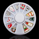 Nail Art 3D Alloy Accessories Decals 12Pcs Mixed Christmas DIY Ornament Decor Stickers