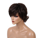 Short Brown Women Lady Wigs Daily Party Layered Curly Deep Wavy Cosplay Hairpiece with Net Cap