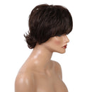 Short Brown Women Lady Wigs Daily Party Layered Curly Deep Wavy Cosplay Hairpiece with Net Cap